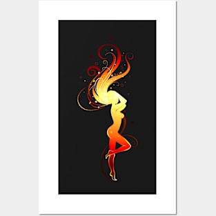 Fiery Girl ( Fire woman ) Posters and Art